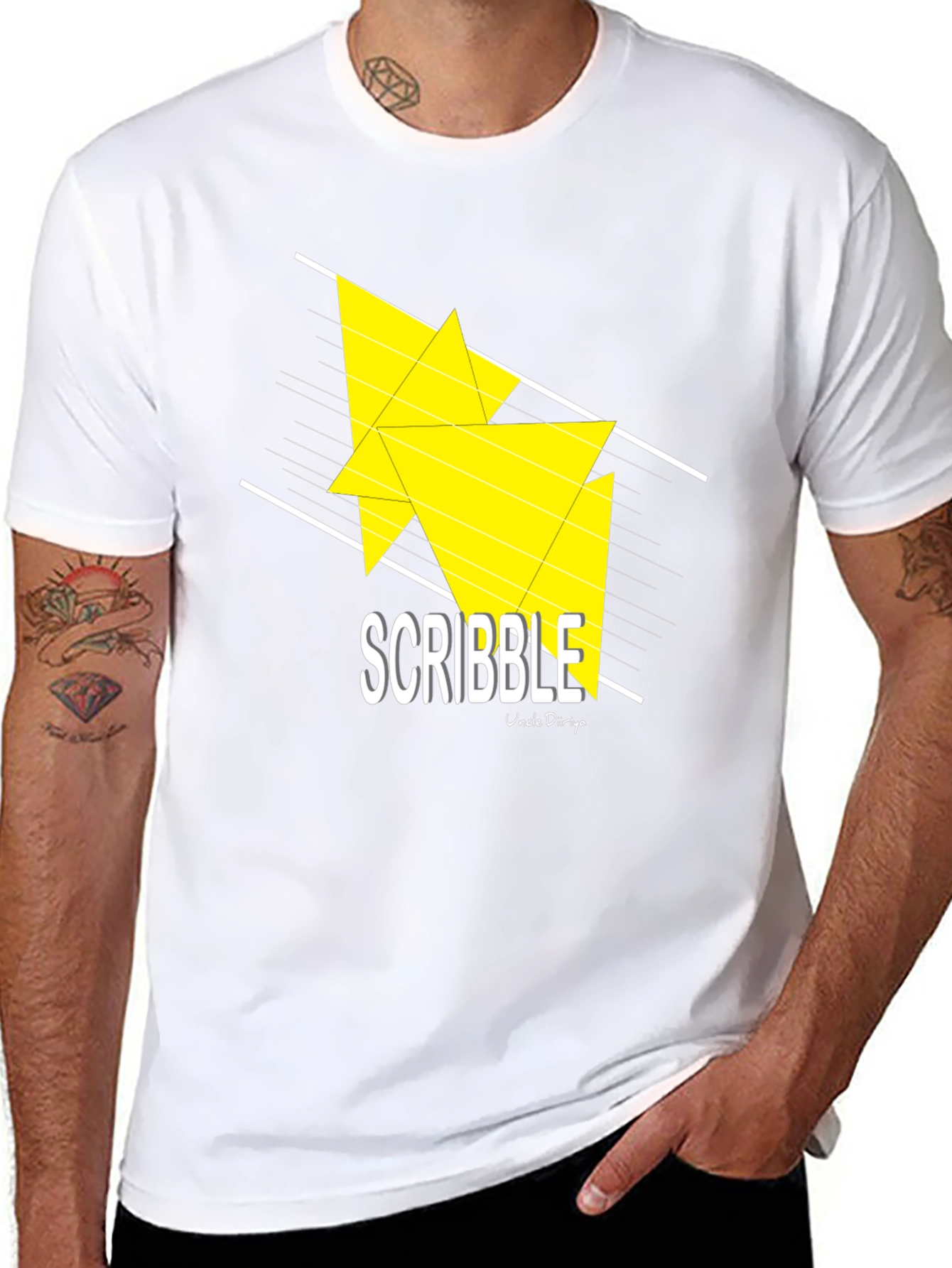 Scribble Design Black Cotton T-Shirt