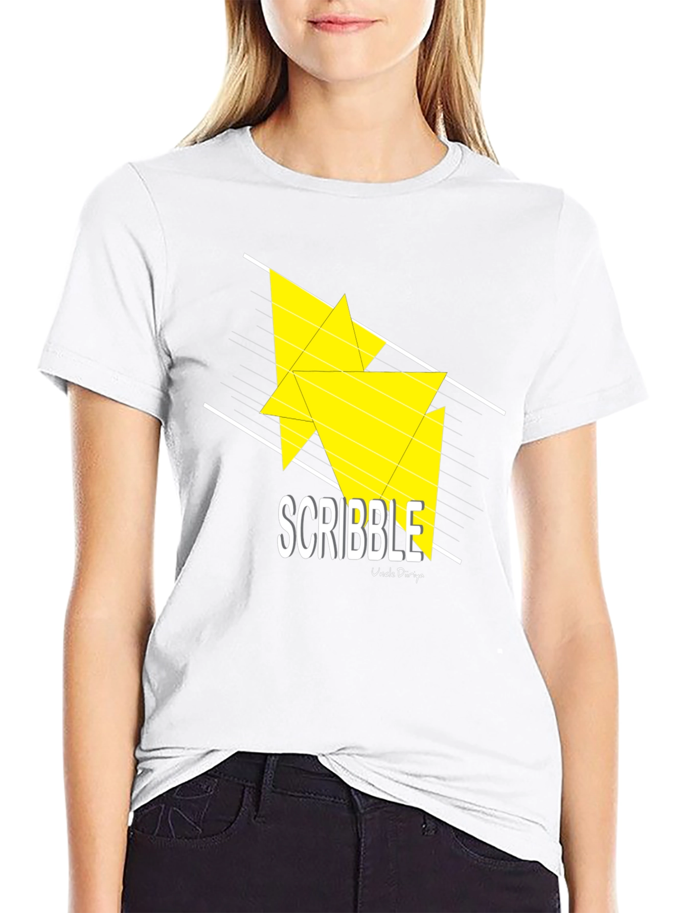 Scribble Design Black Cotton T-Shirt