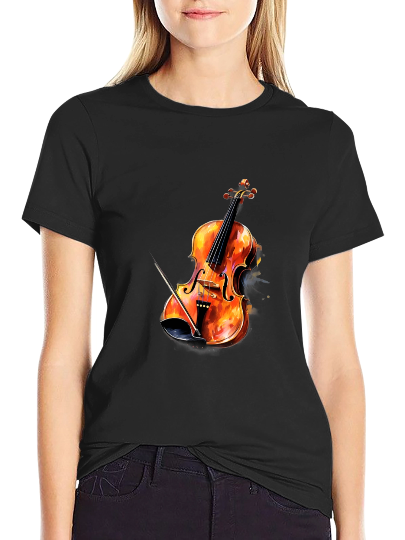Fiery Violin Graphic Tee - Musicians Style