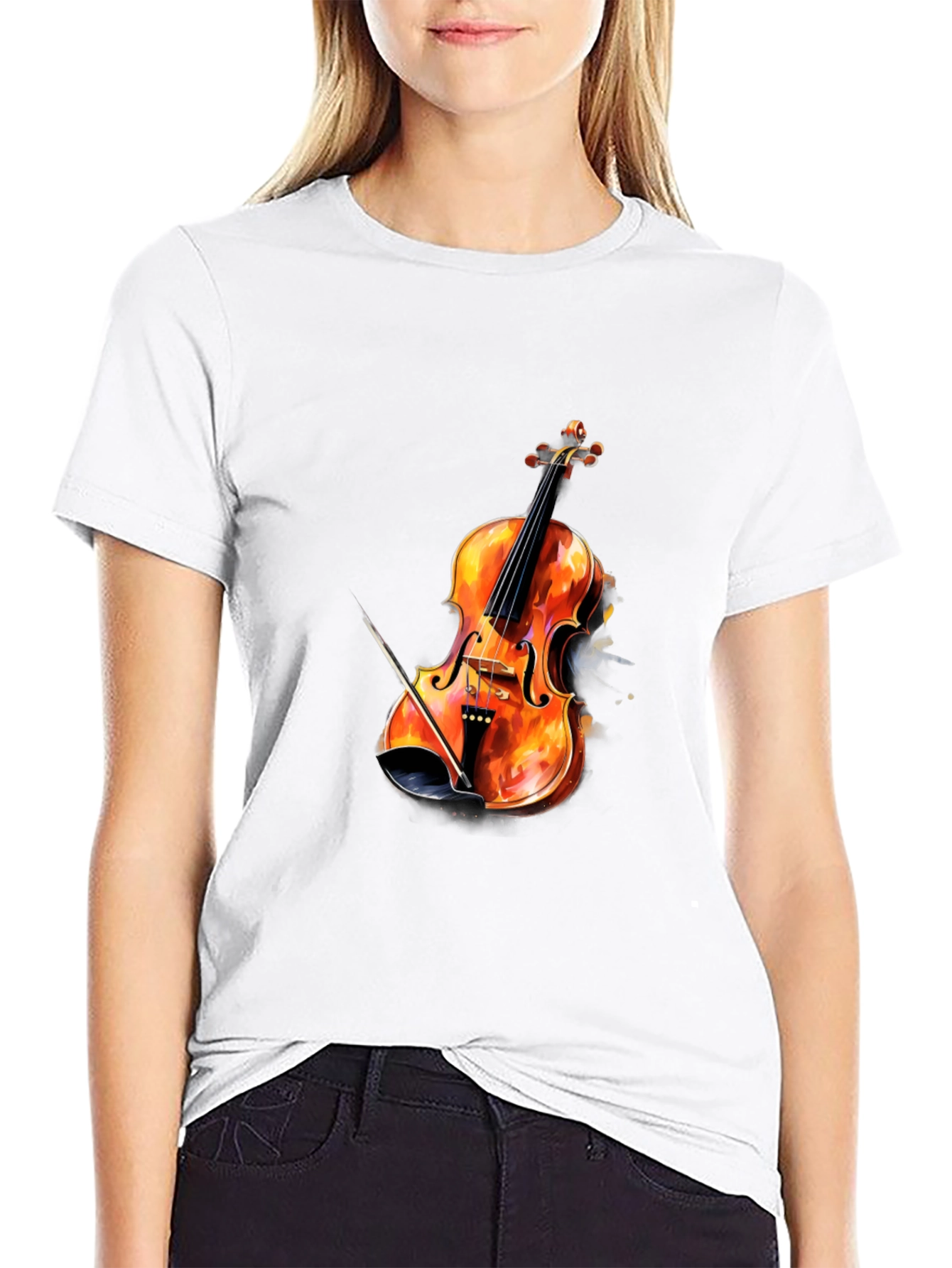 Fiery Violin Graphic Tee - Musicians Style