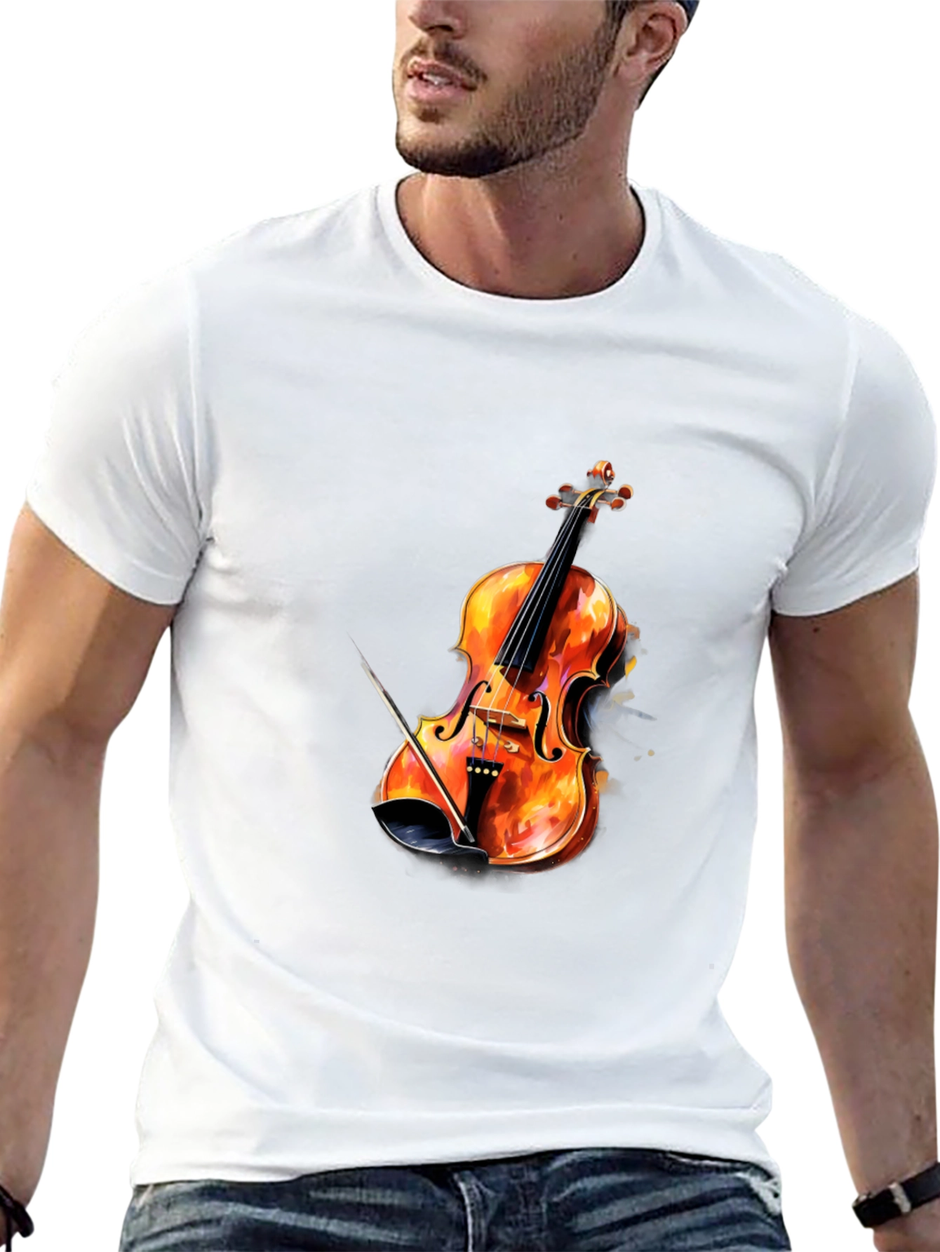 Fiery Violin Graphic Tee - Musicians Style