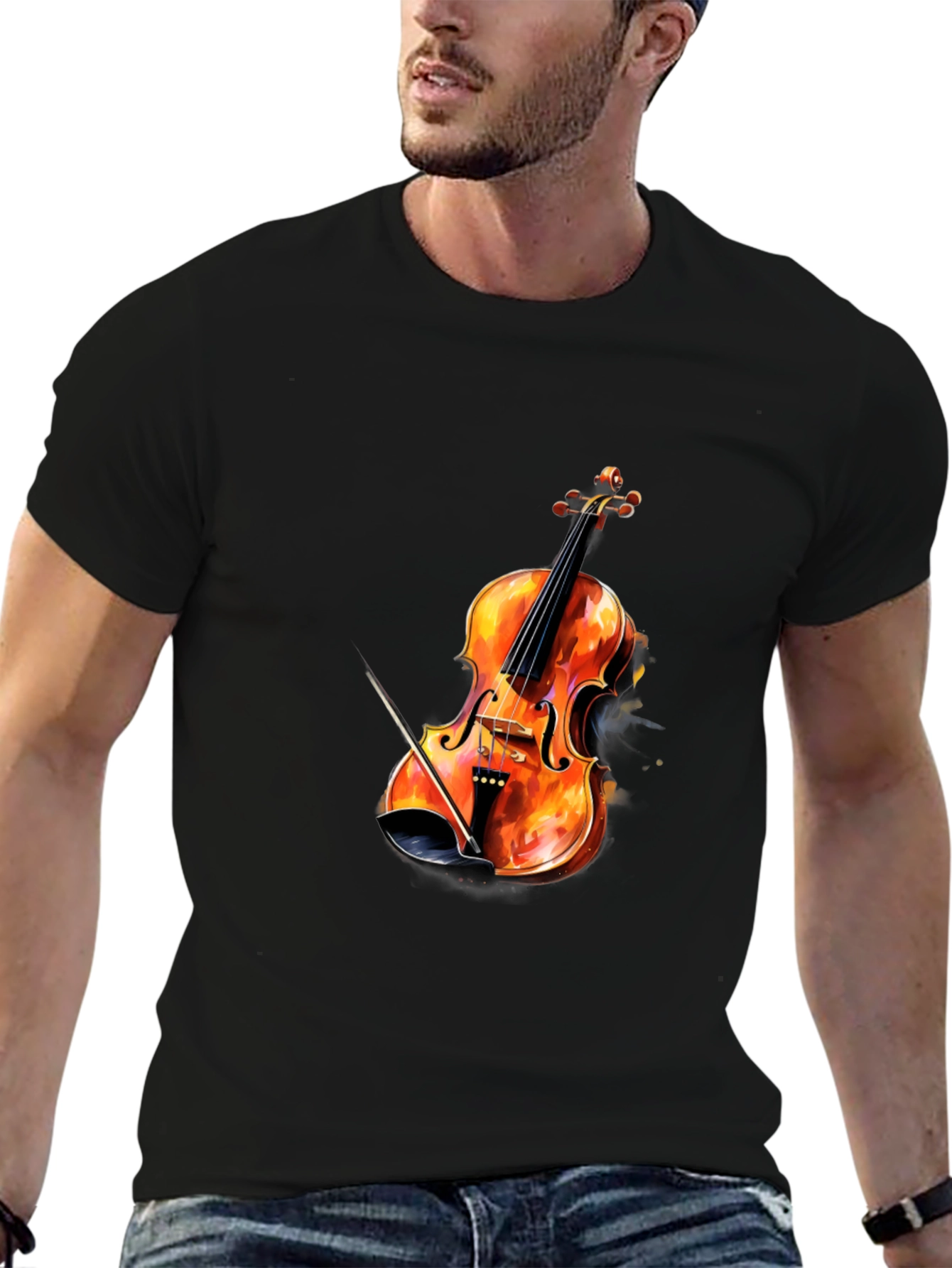 Fiery Violin Graphic Tee - Musicians Style