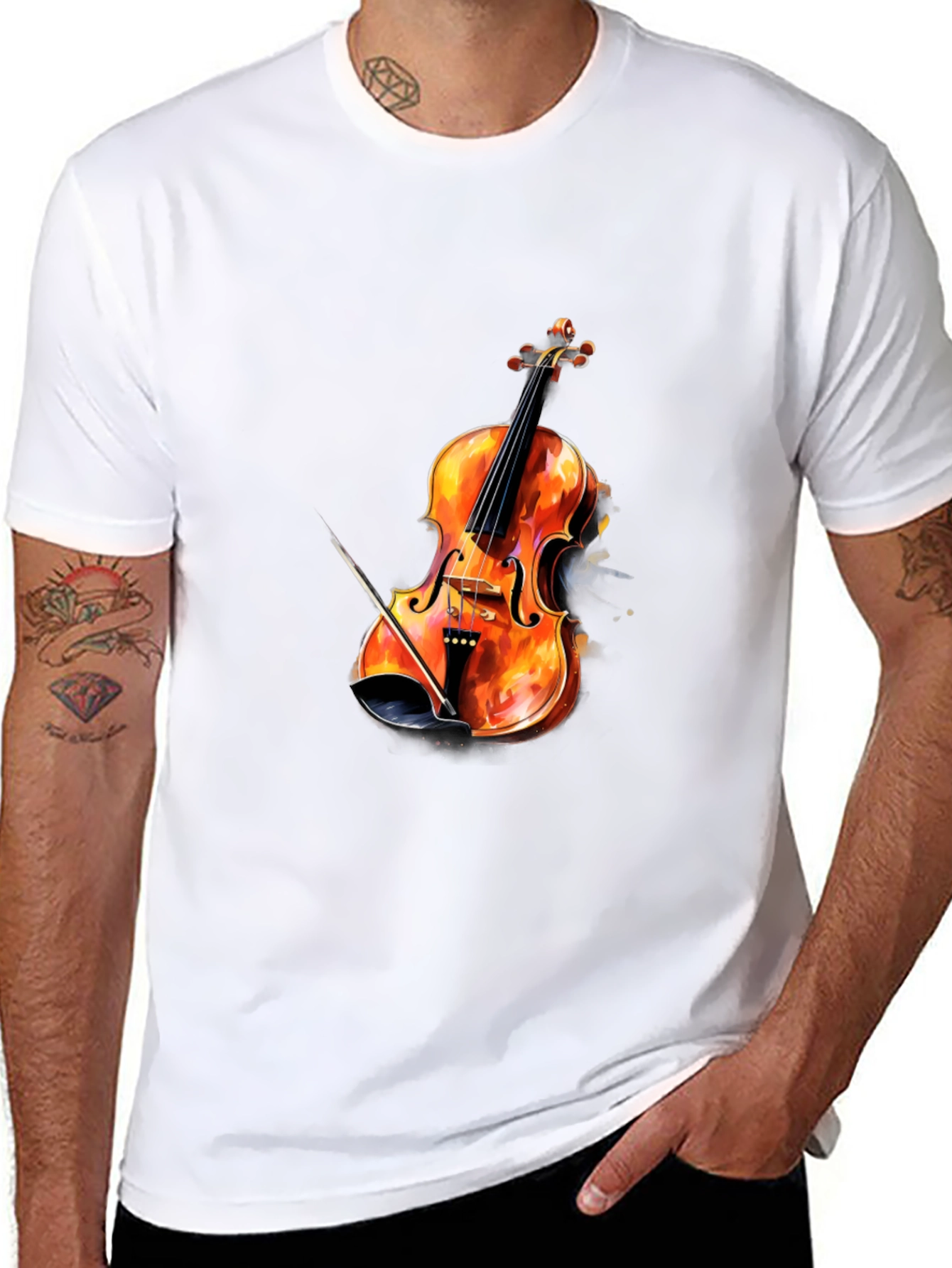 Fiery Violin Graphic Tee - Musicians Style