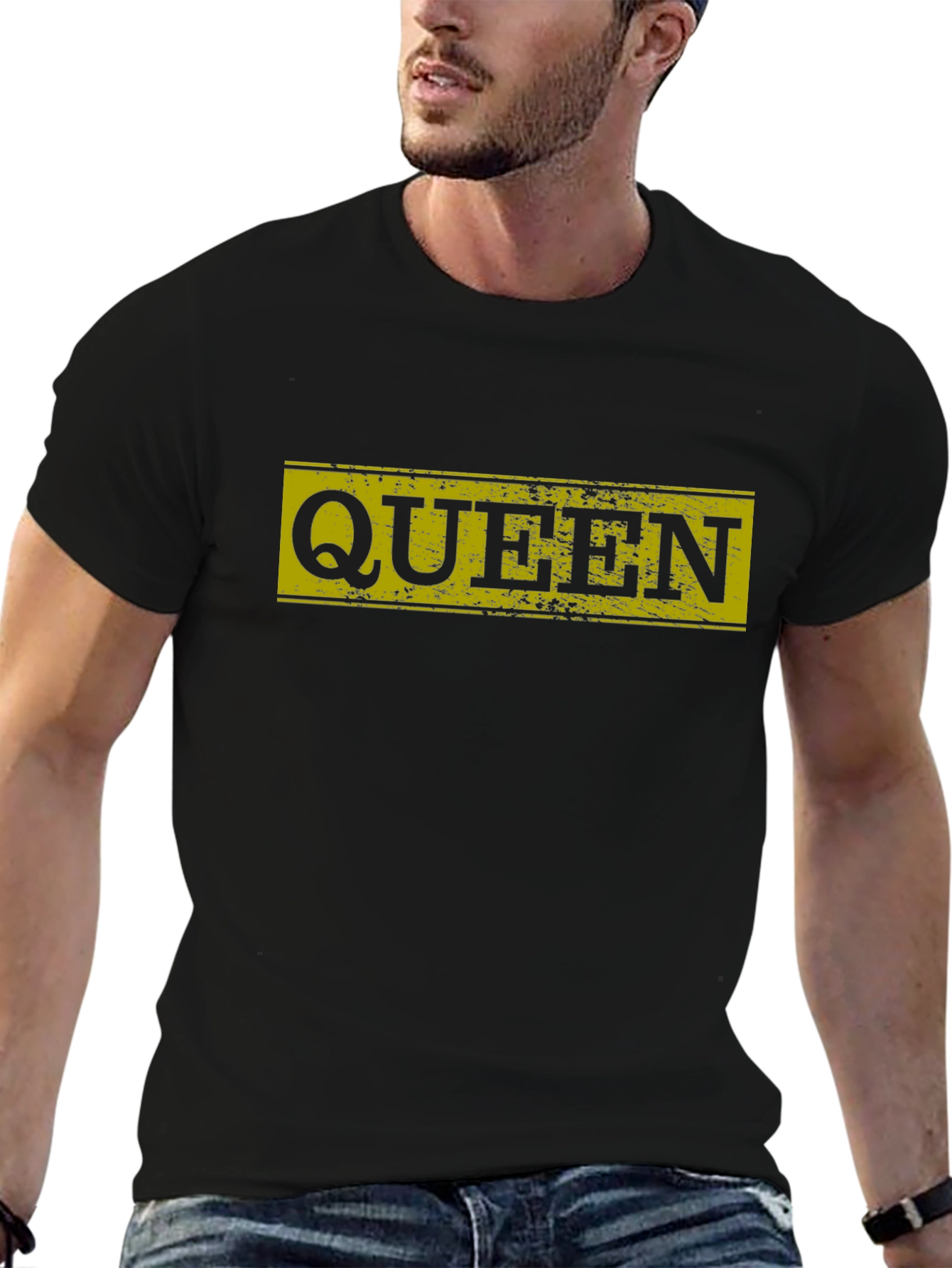 Queen Distressed Graphic Tee - Black Cotton T-Shirt