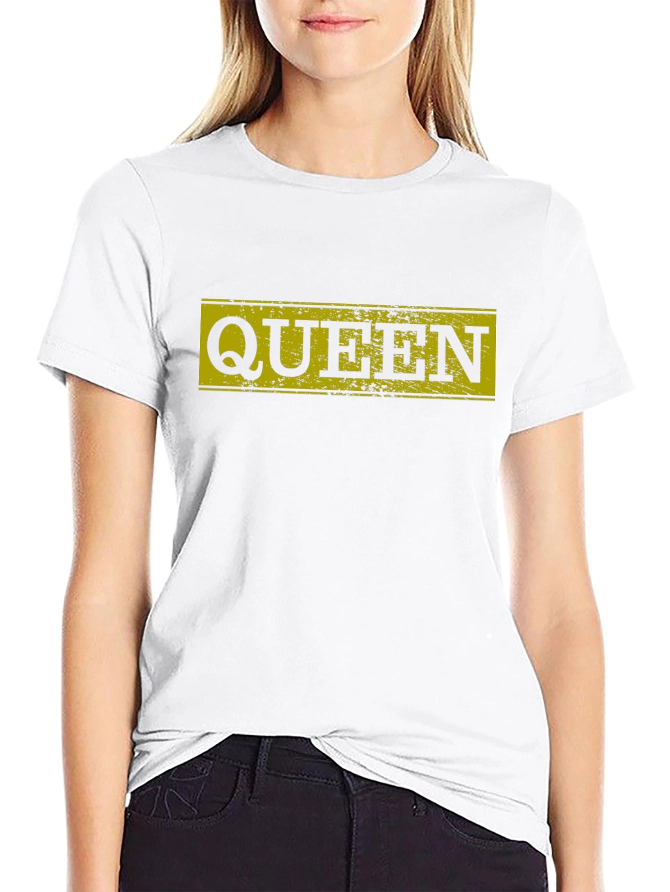 Queen Distressed Graphic Tee - Black Cotton T-Shirt
