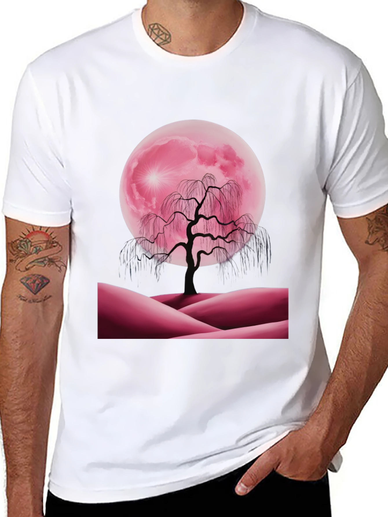 Pink Moon Tree Graphic Tee