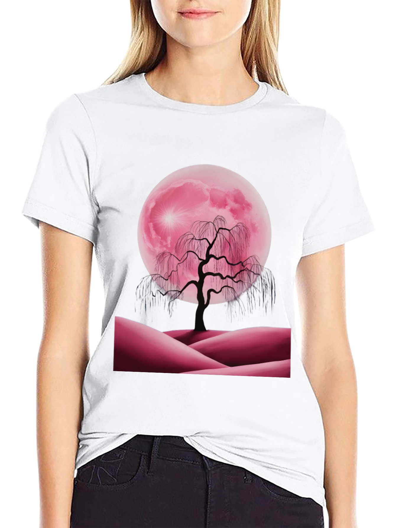 Pink Moon Tree Graphic Tee
