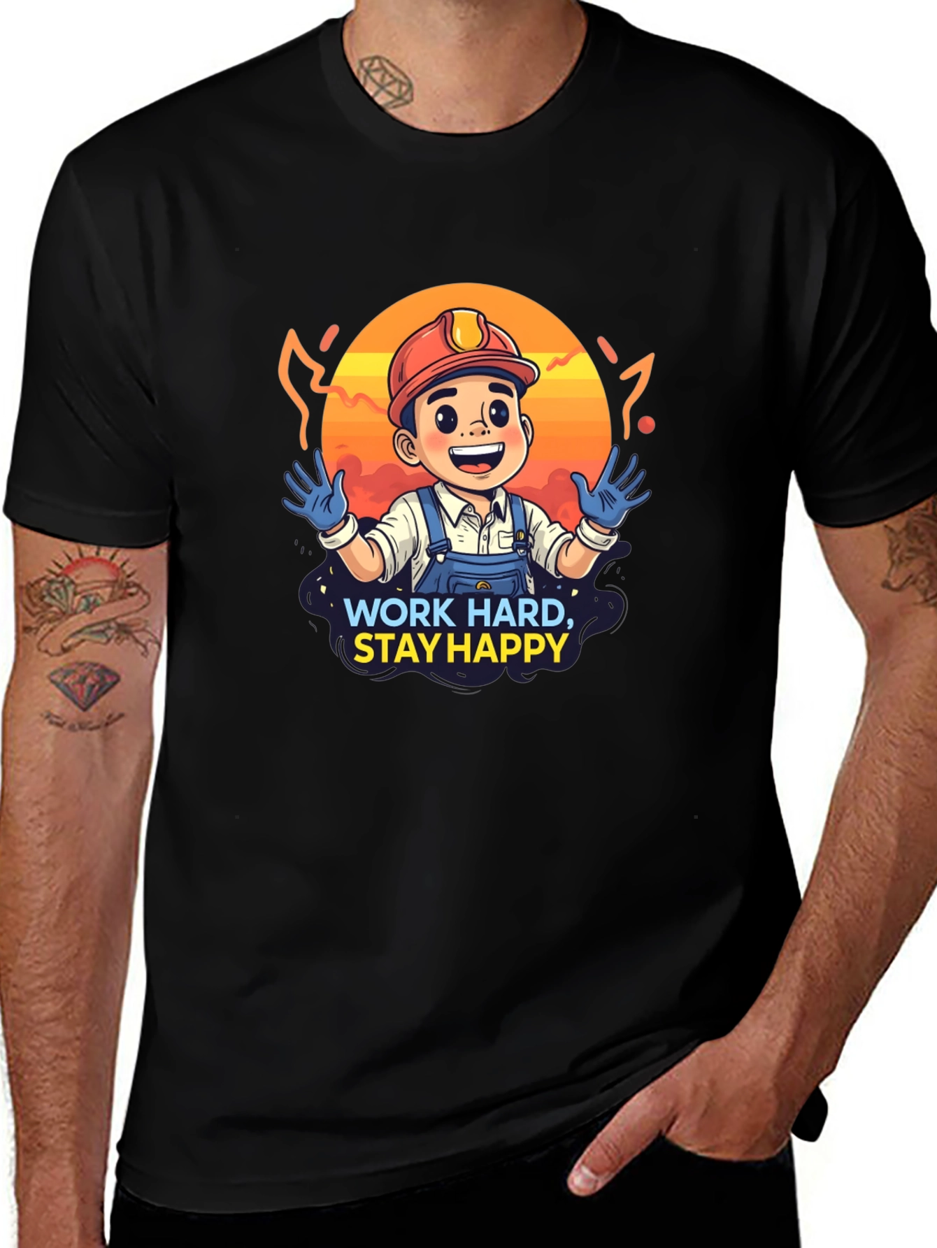 Work Hard Stay Happy Graphic T-Shirt