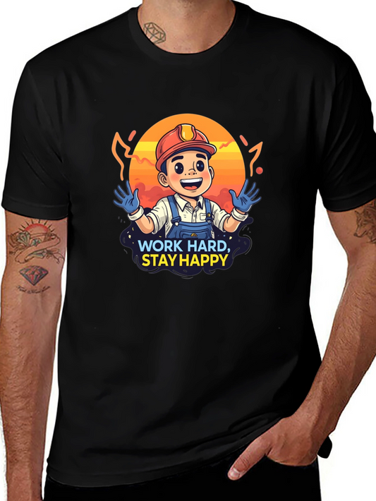 Work Hard Stay Happy Graphic T-Shirt
