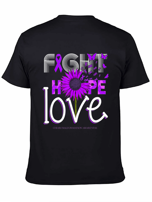 Fight Hope Love T-Shirt Chiari Malformation Awareness Tee