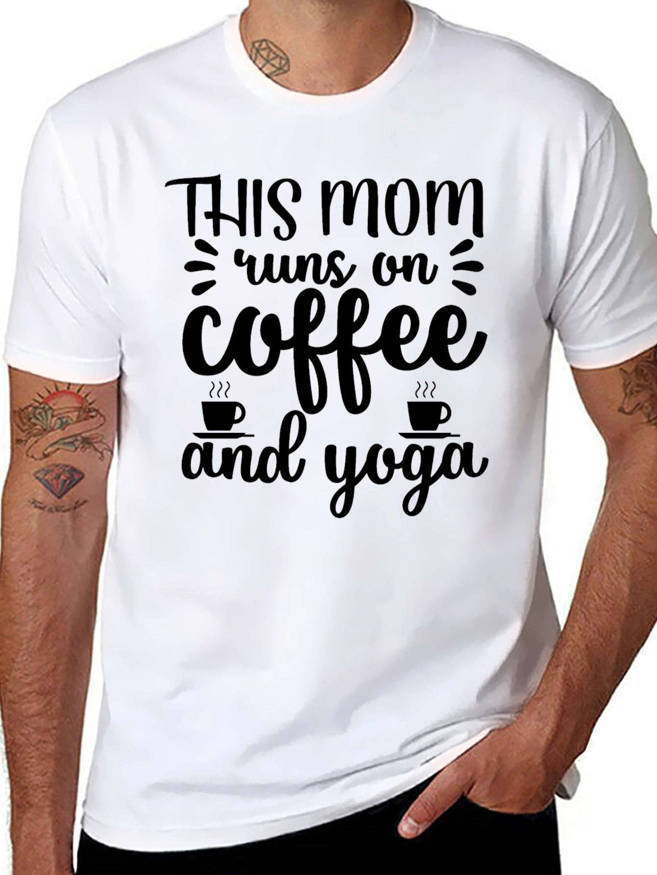 Mom Runs on Coffee & Yoga T-Shirt