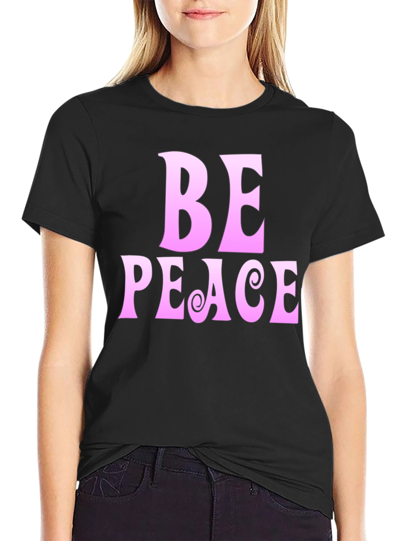 Be Peace Black Graphic T-Shirt