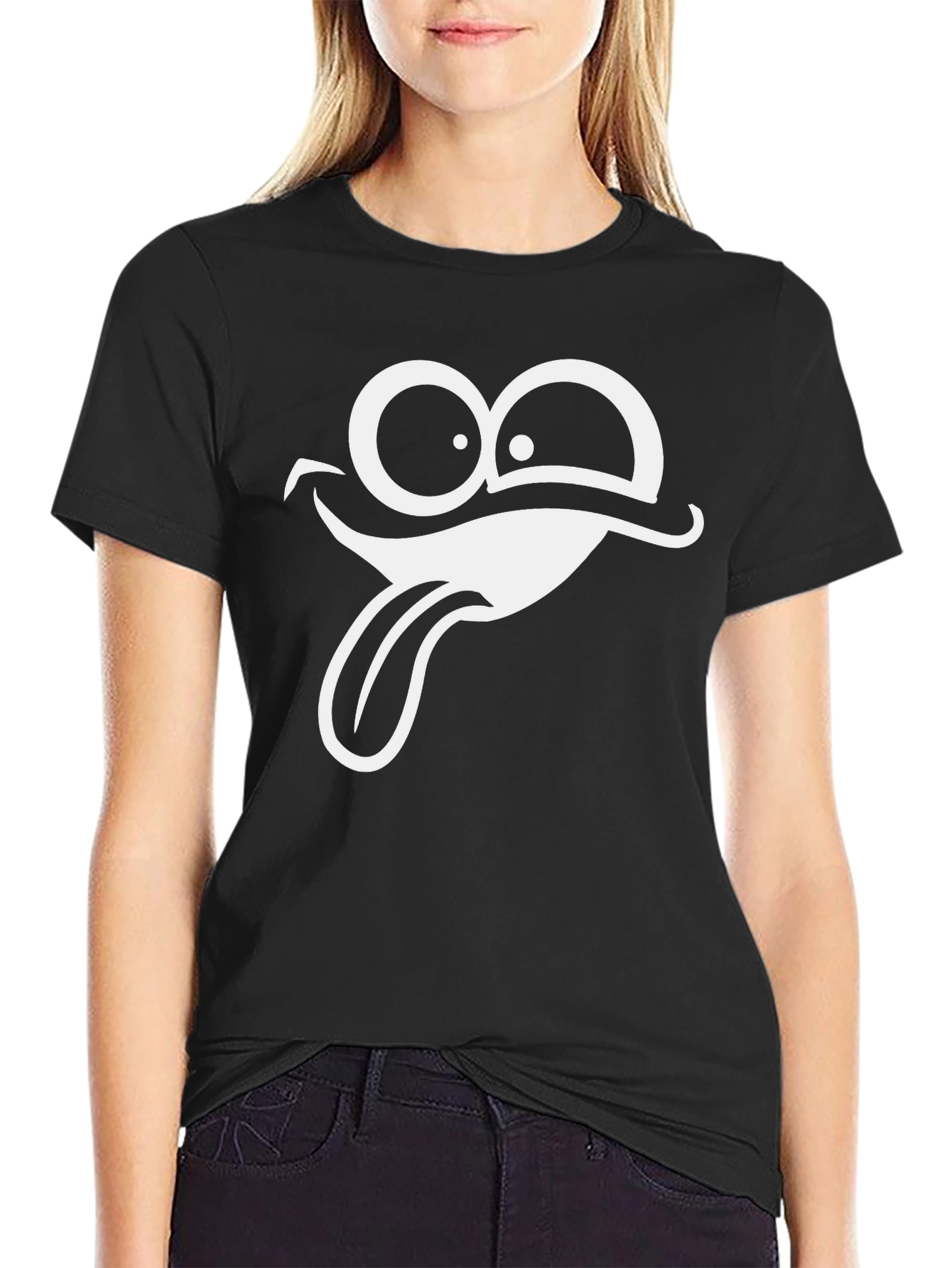 Funny Face Graphic T-Shirt - Black Cotton Tee