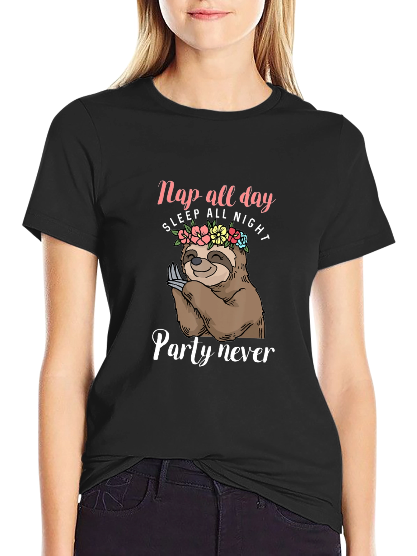 Nap All Day Sloth Graphic T-Shirt