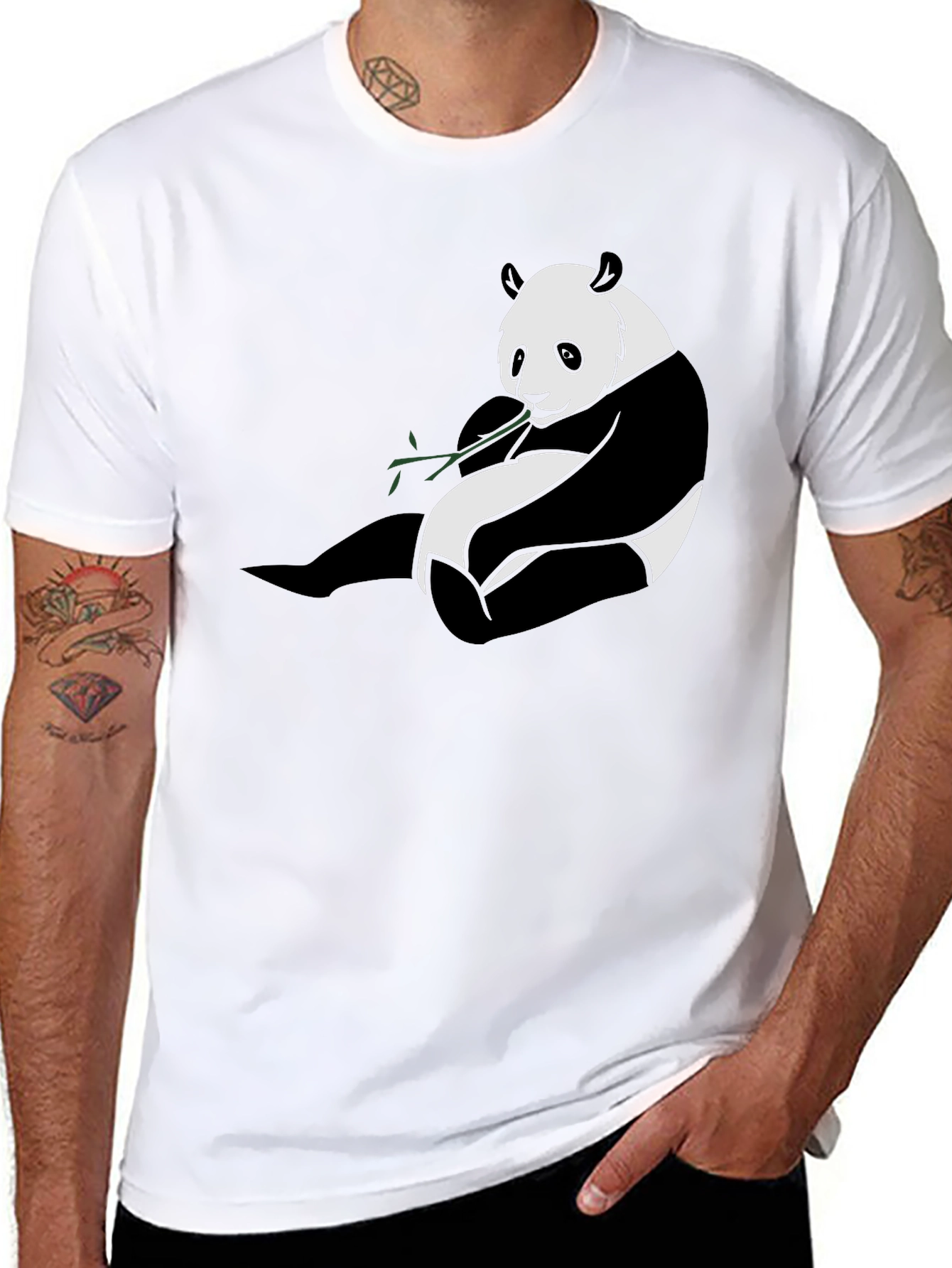 Panda Graphic Tee - Black Cotton Blend T-Shirt
