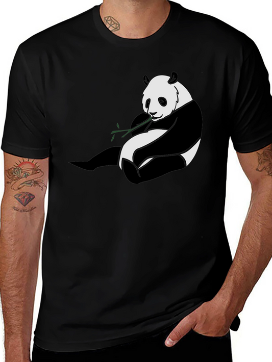 Panda Graphic Tee - Black Cotton Blend T-Shirt