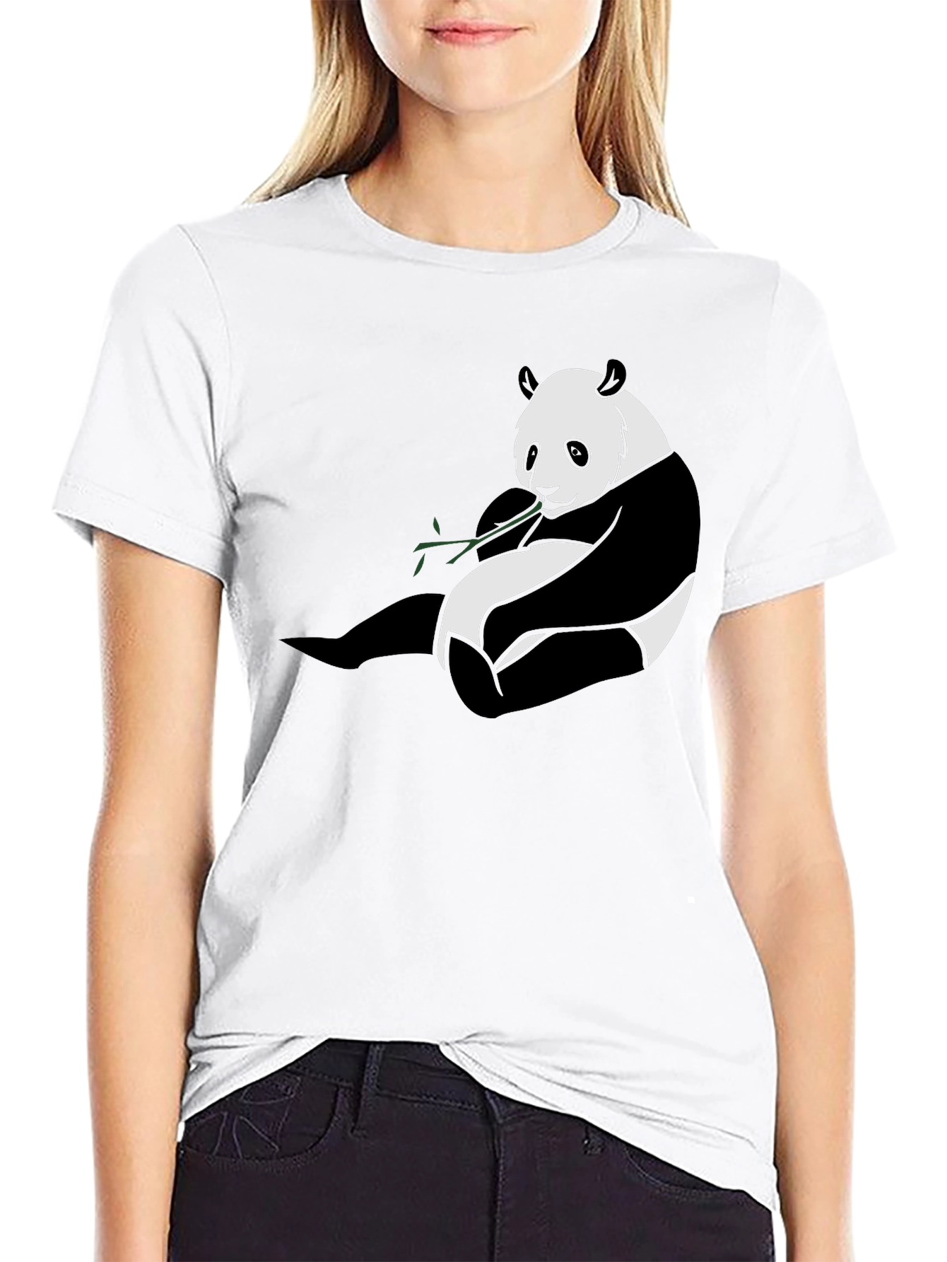 Panda Graphic Tee - Black Cotton Blend T-Shirt