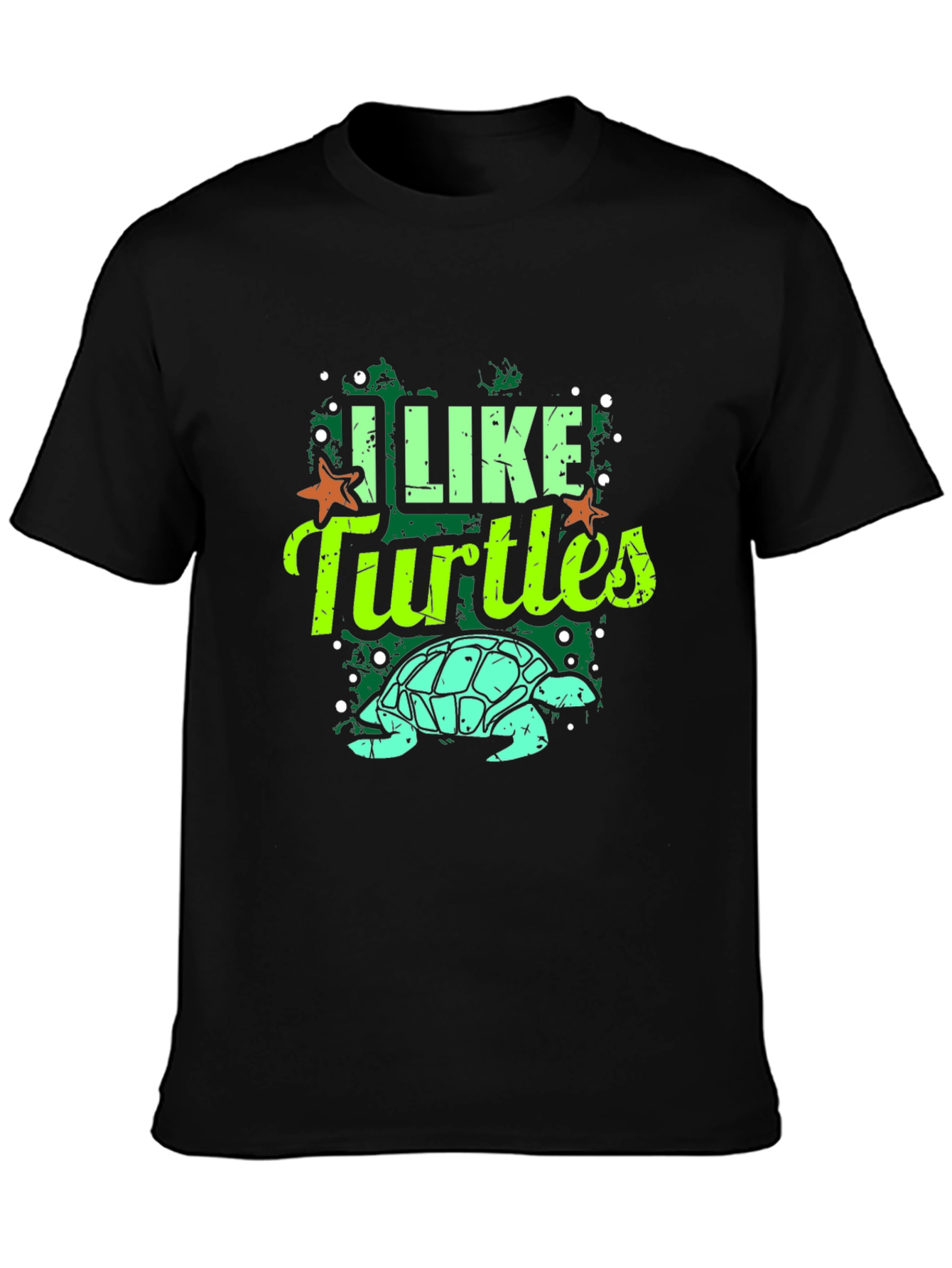 I Like Turtles Graphic Tee - Black Casual T-Shirt