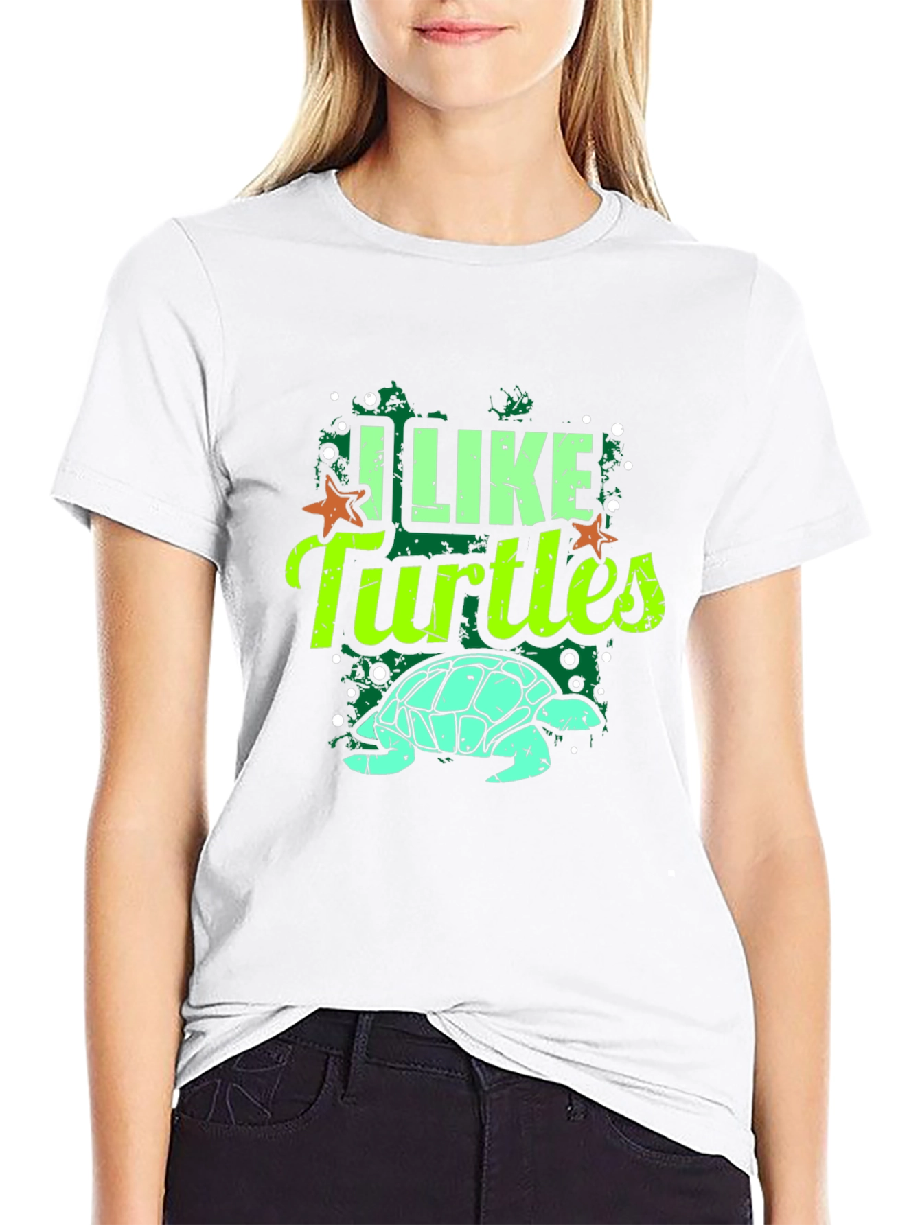 I Like Turtles Graphic Tee - Black Casual T-Shirt