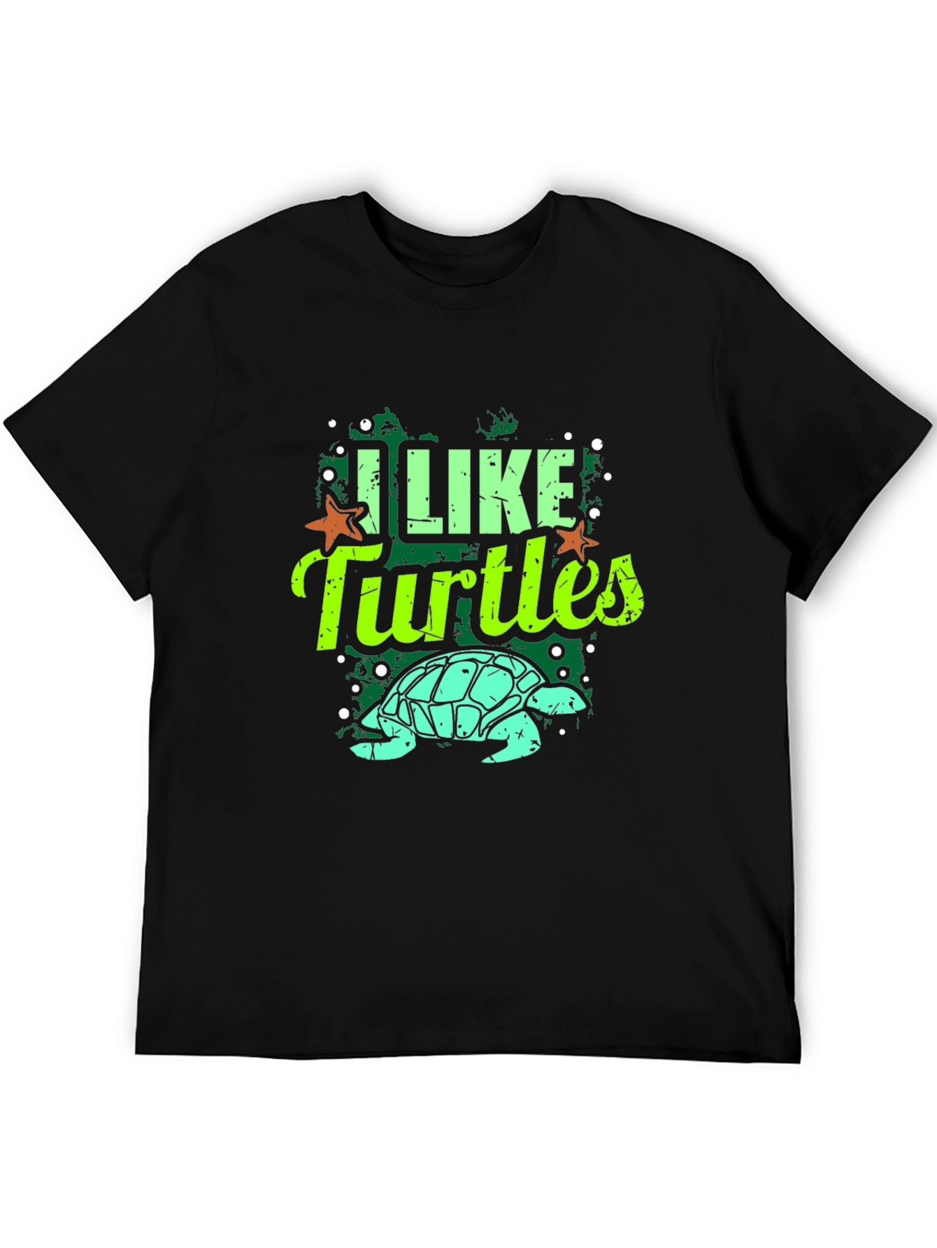 I Like Turtles Graphic Tee - Black Casual T-Shirt