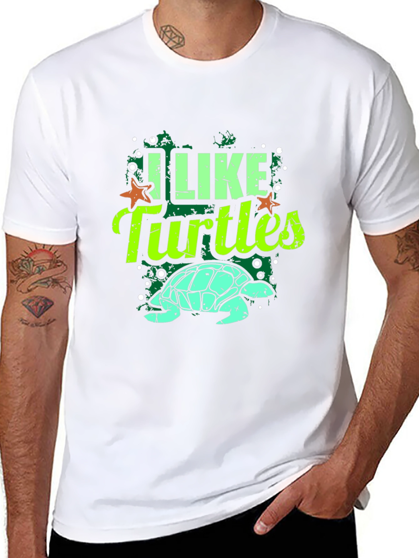 I Like Turtles Graphic Tee - Black Casual T-Shirt