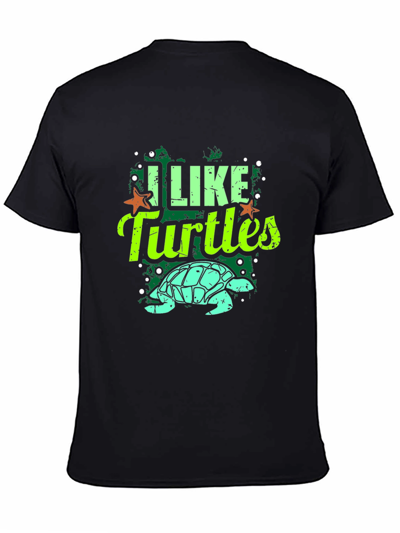 I Like Turtles Graphic Tee - Black Casual T-Shirt