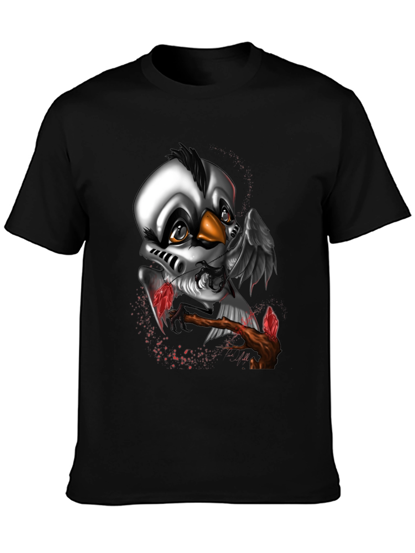 Unique Crow Graphic Black T-Shirt