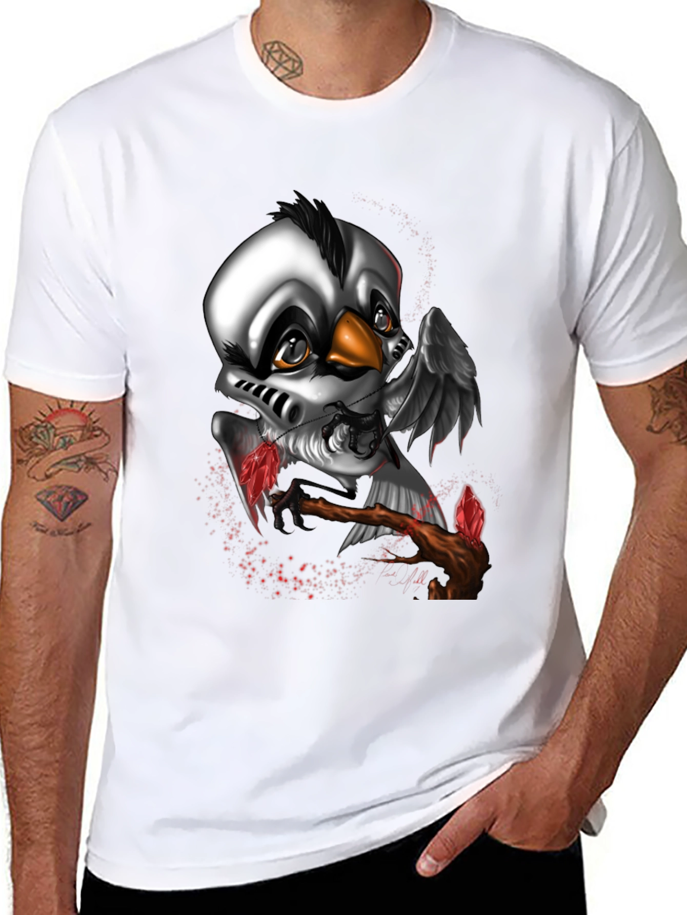 Unique Crow Graphic Black T-Shirt
