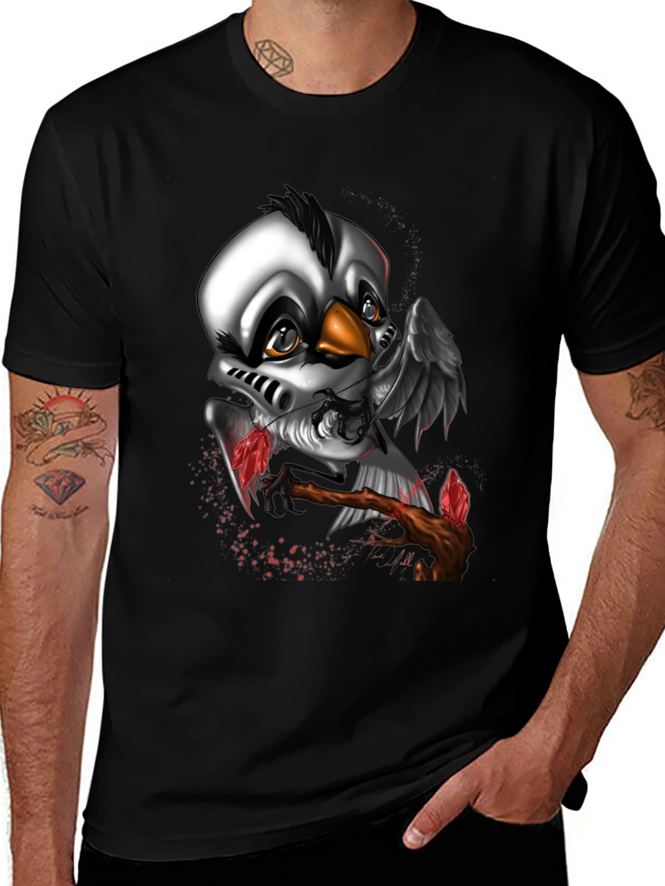 Unique Crow Graphic Black T-Shirt
