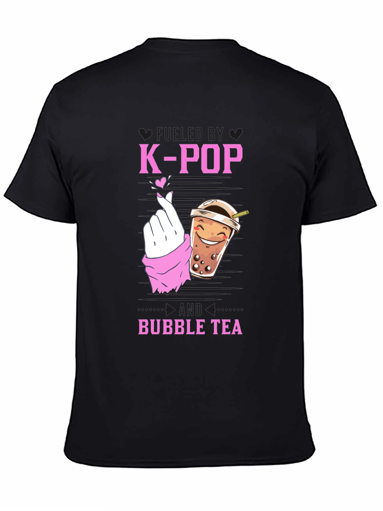 Fueled by K-Pop & Bubble Tea Black Graphic Tee