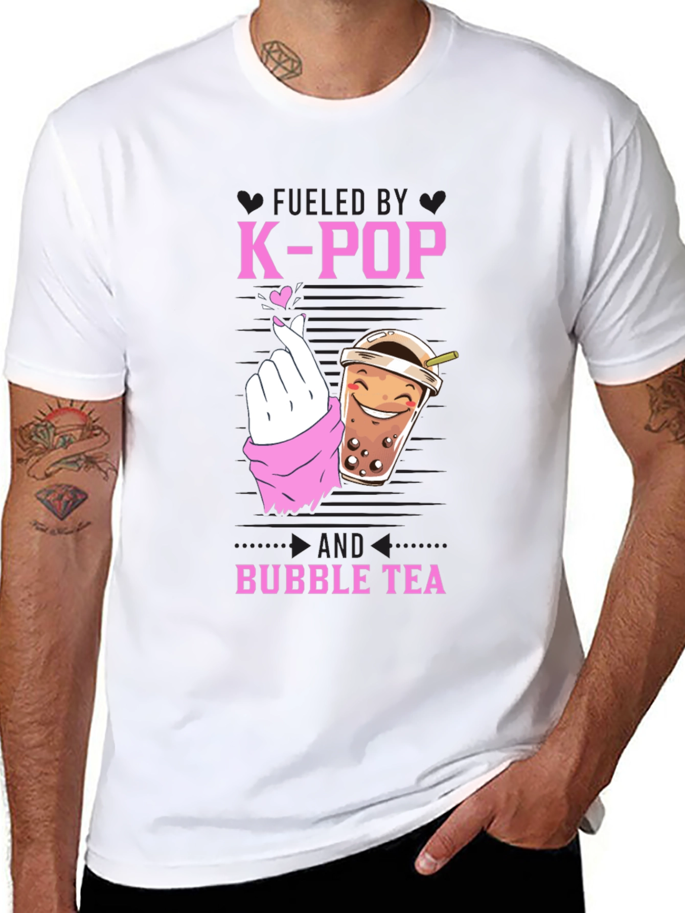 Fueled by K-Pop & Bubble Tea Black Graphic Tee