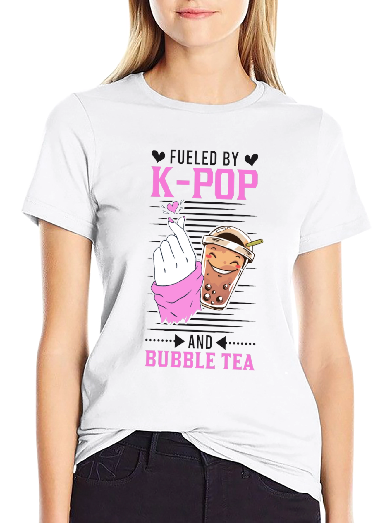 Fueled by K-Pop & Bubble Tea Black Graphic Tee