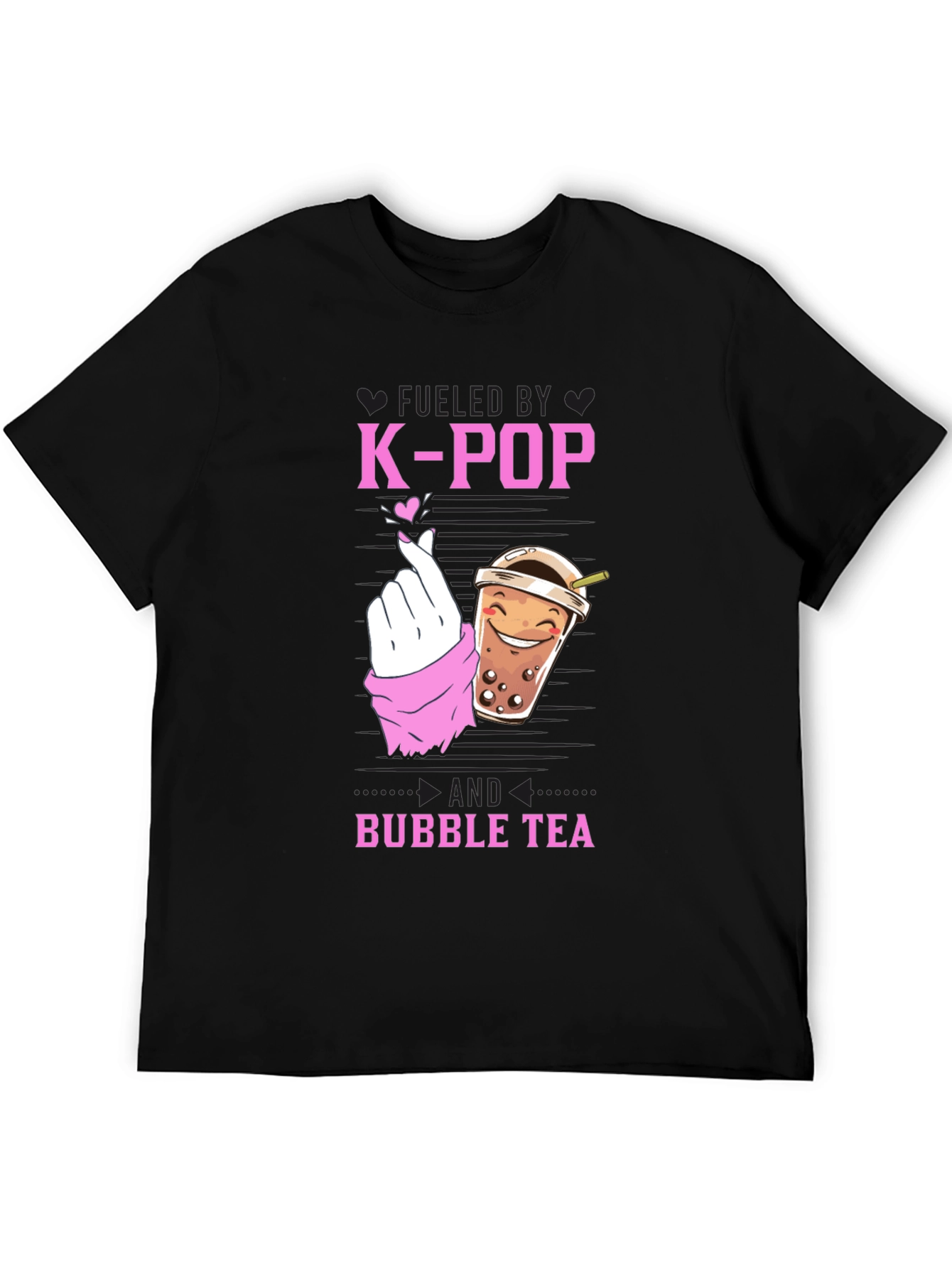 Fueled by K-Pop & Bubble Tea Black Graphic Tee