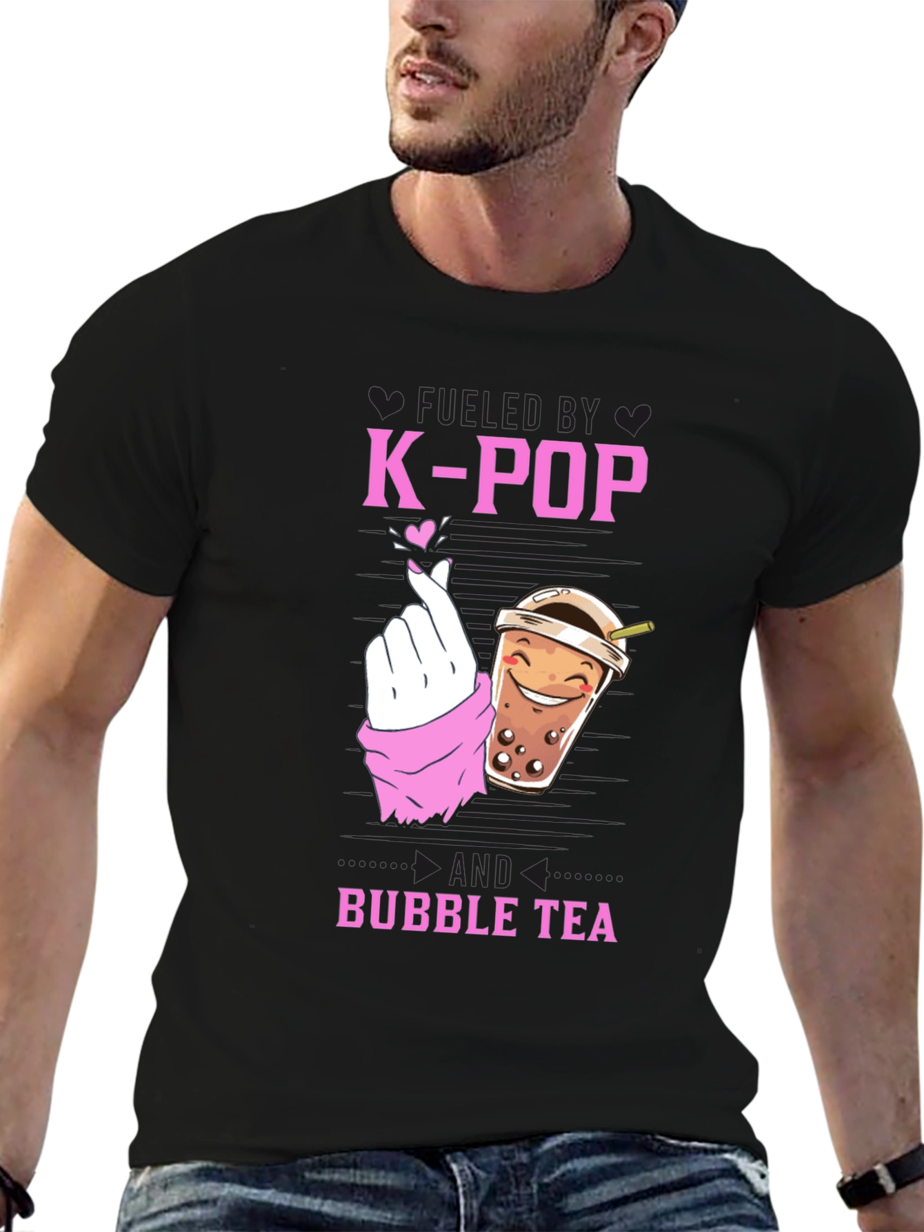 Fueled by K-Pop & Bubble Tea Black Graphic Tee