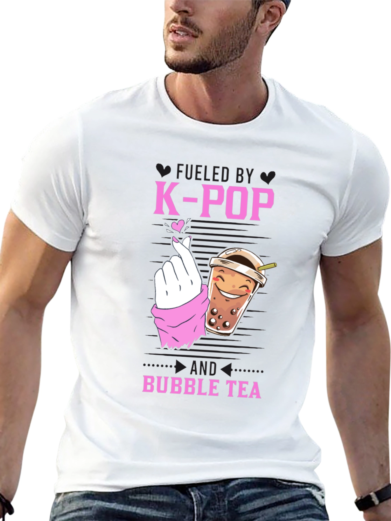 Fueled by K-Pop & Bubble Tea Black Graphic Tee