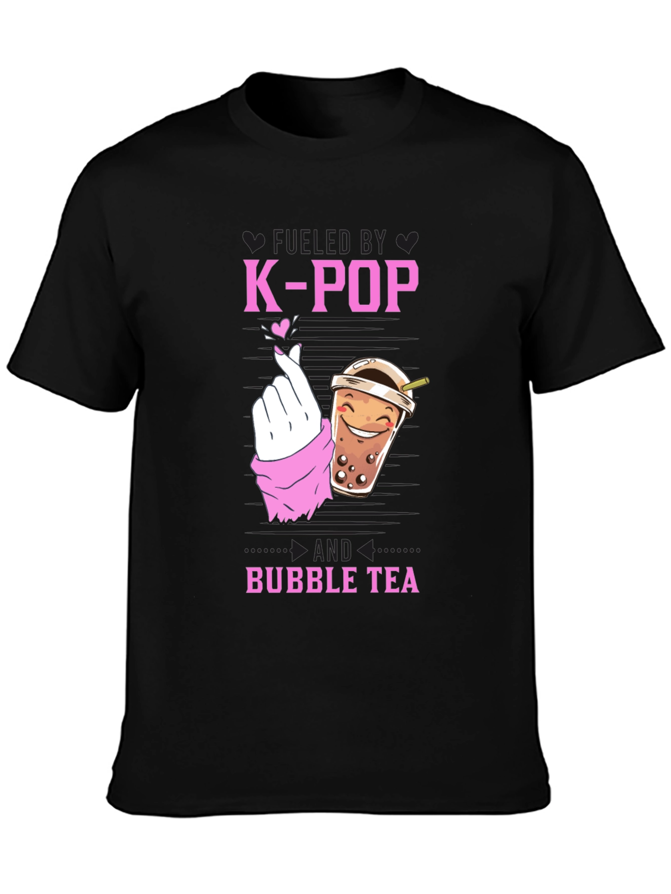 Fueled by K-Pop & Bubble Tea Black Graphic Tee