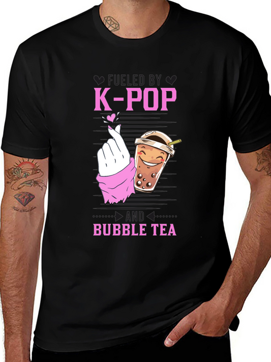 Fueled by K-Pop & Bubble Tea Black Graphic Tee