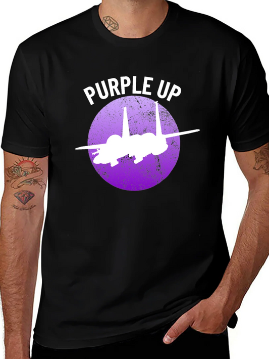 Purple Up F-15 Fighter Jet Graphic T-Shirt