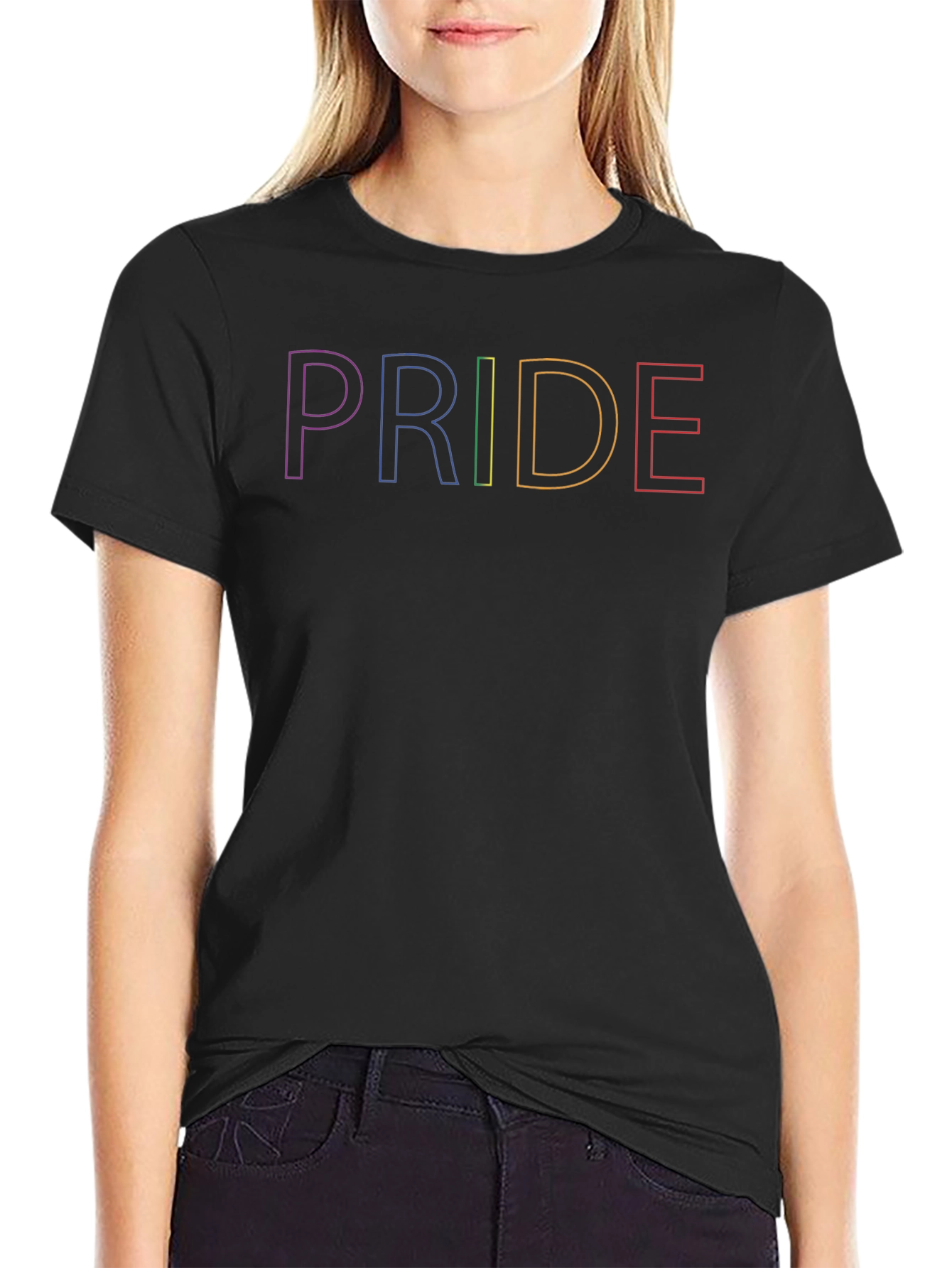 Pride Rainbow Outline Graphic T-Shirt