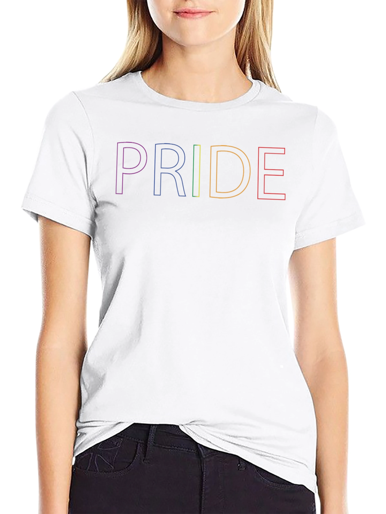 Pride Rainbow Outline Graphic T-Shirt