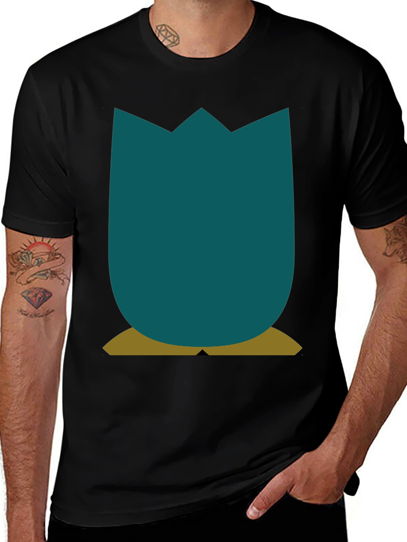 Minimalist Tulip Graphic Tee - Black