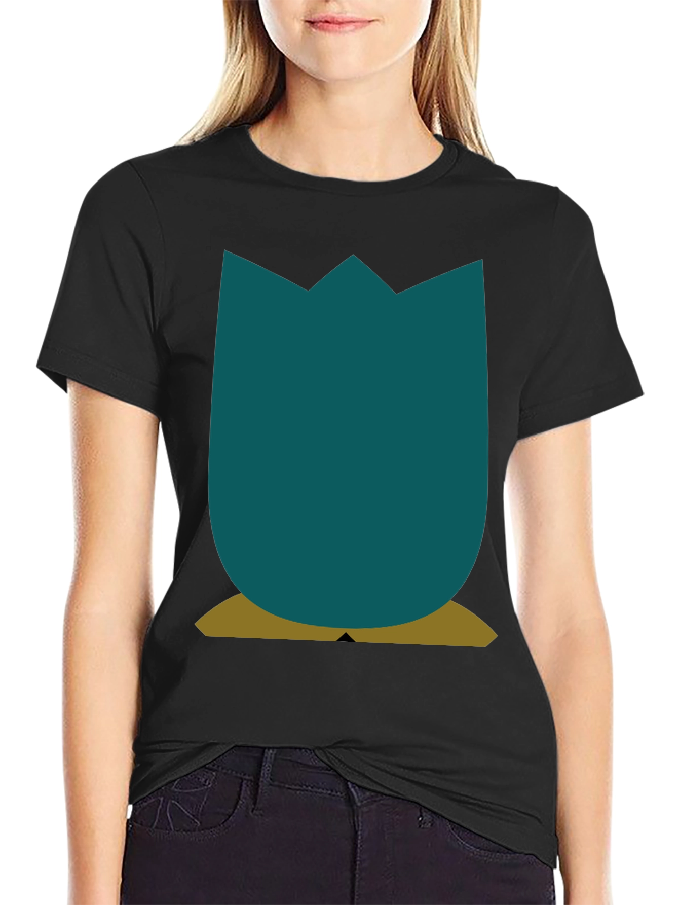 Minimalist Tulip Graphic Tee - Black