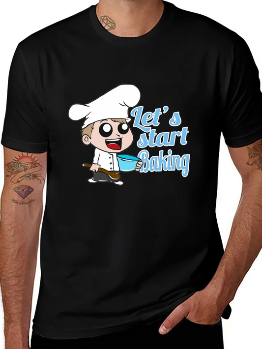Lets Start Baking T-Shirt - Chef Cartoon Design