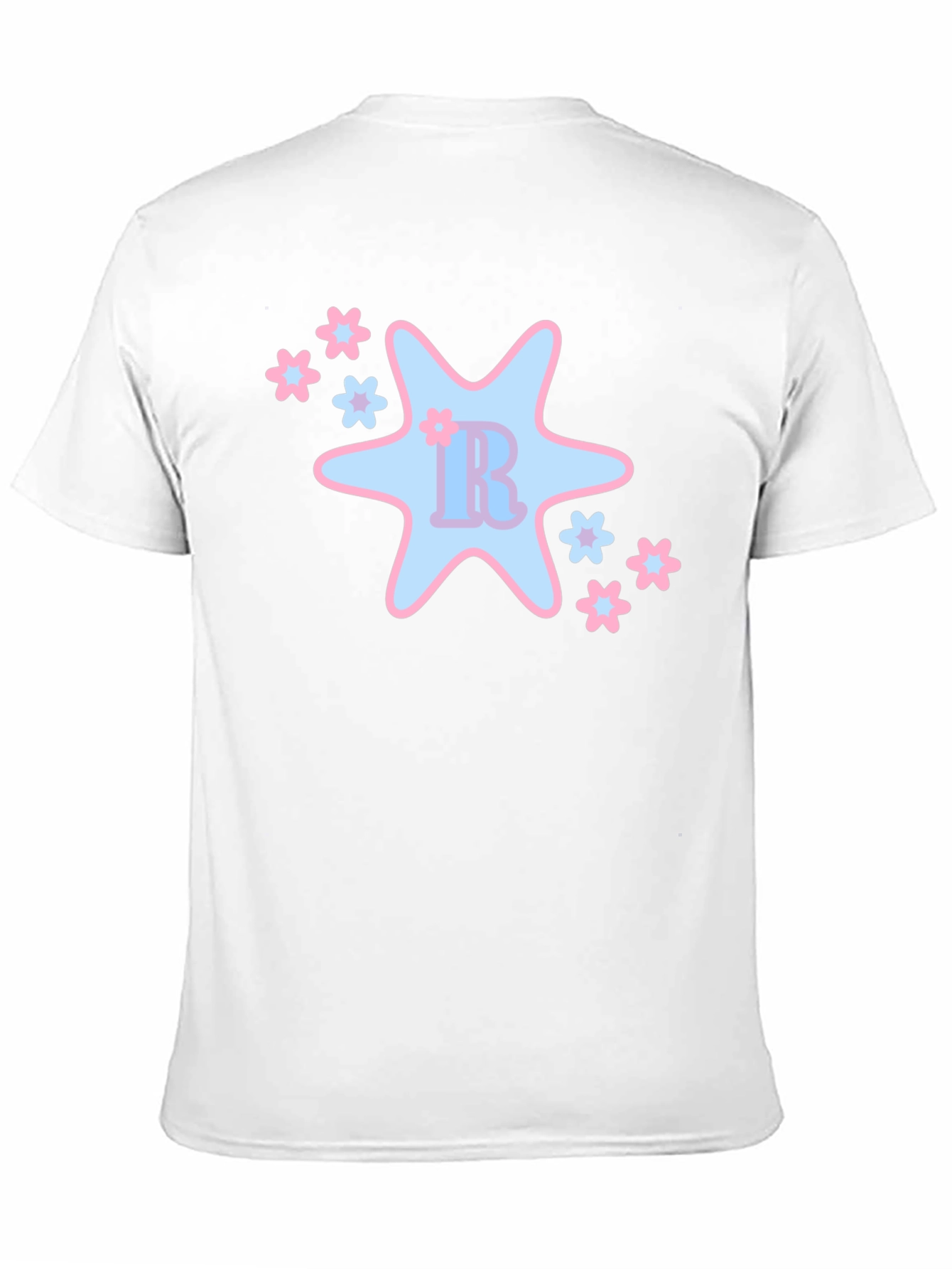 Black T-Shirt with Cute Star & Floral Design