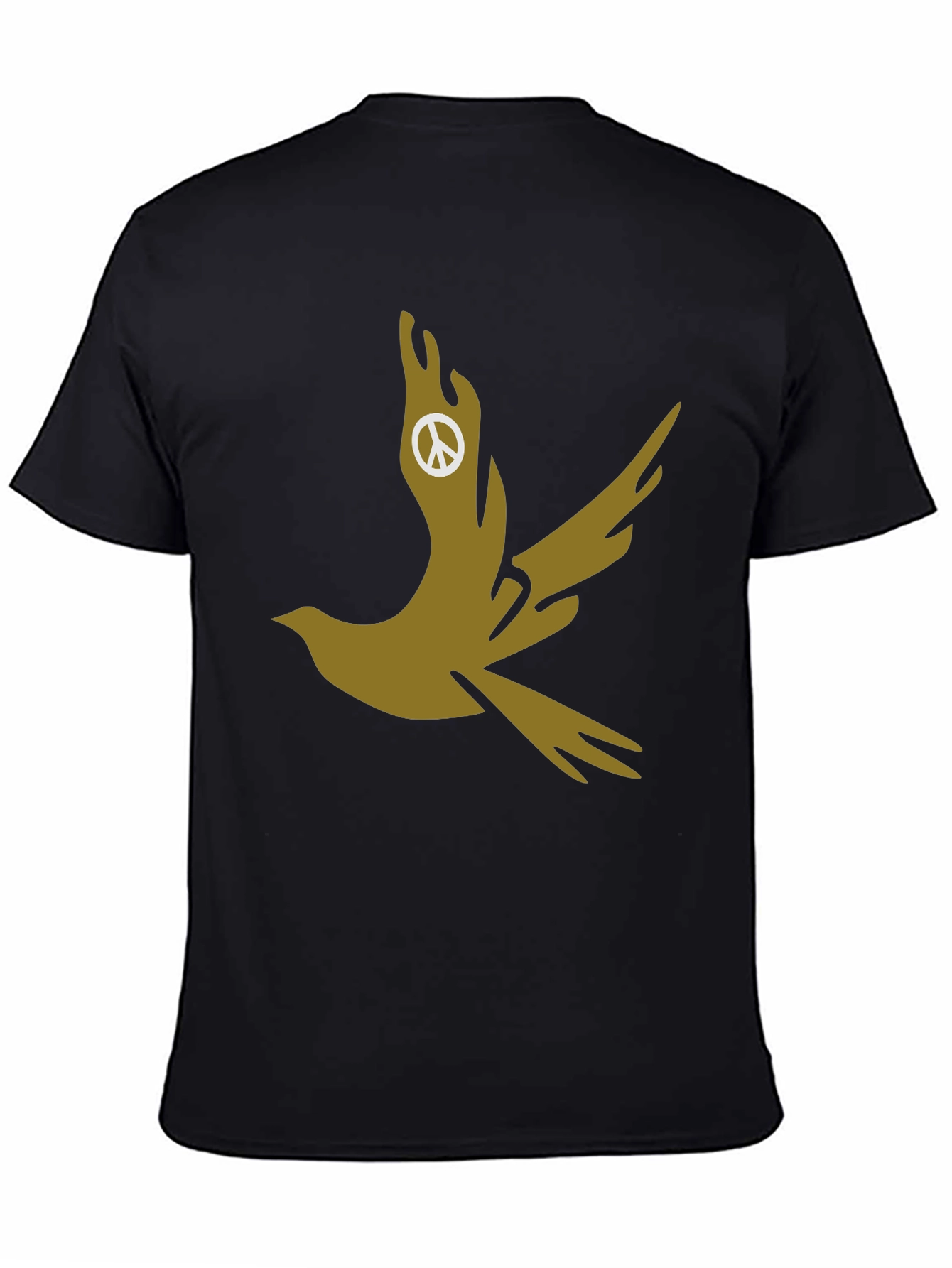 Dove Peace Sign Graphic Tee - Stylish Black T-Shirt