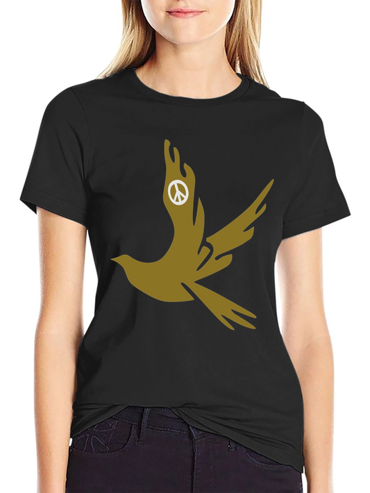 Dove Peace Sign Graphic Tee - Stylish Black T-Shirt