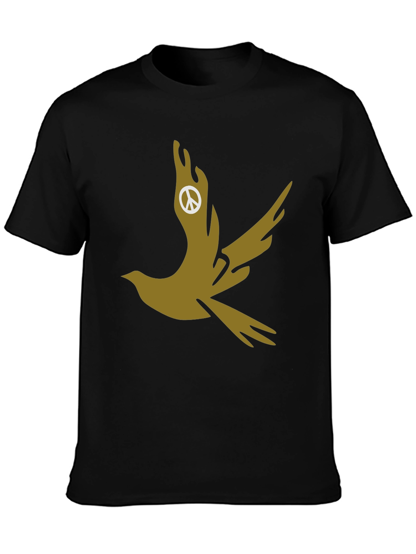 Dove Peace Sign Graphic Tee - Stylish Black T-Shirt