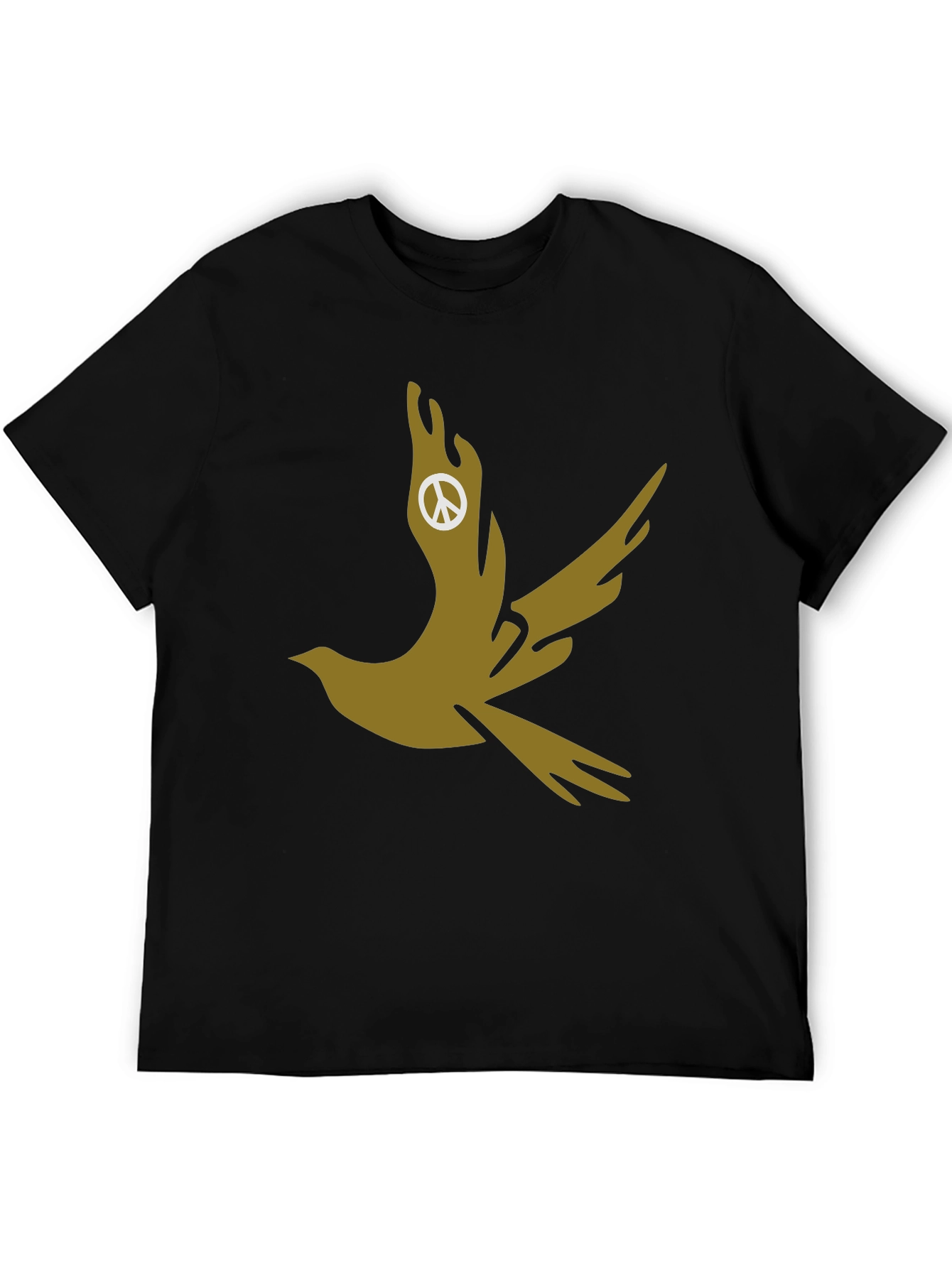 Dove Peace Sign Graphic Tee - Stylish Black T-Shirt