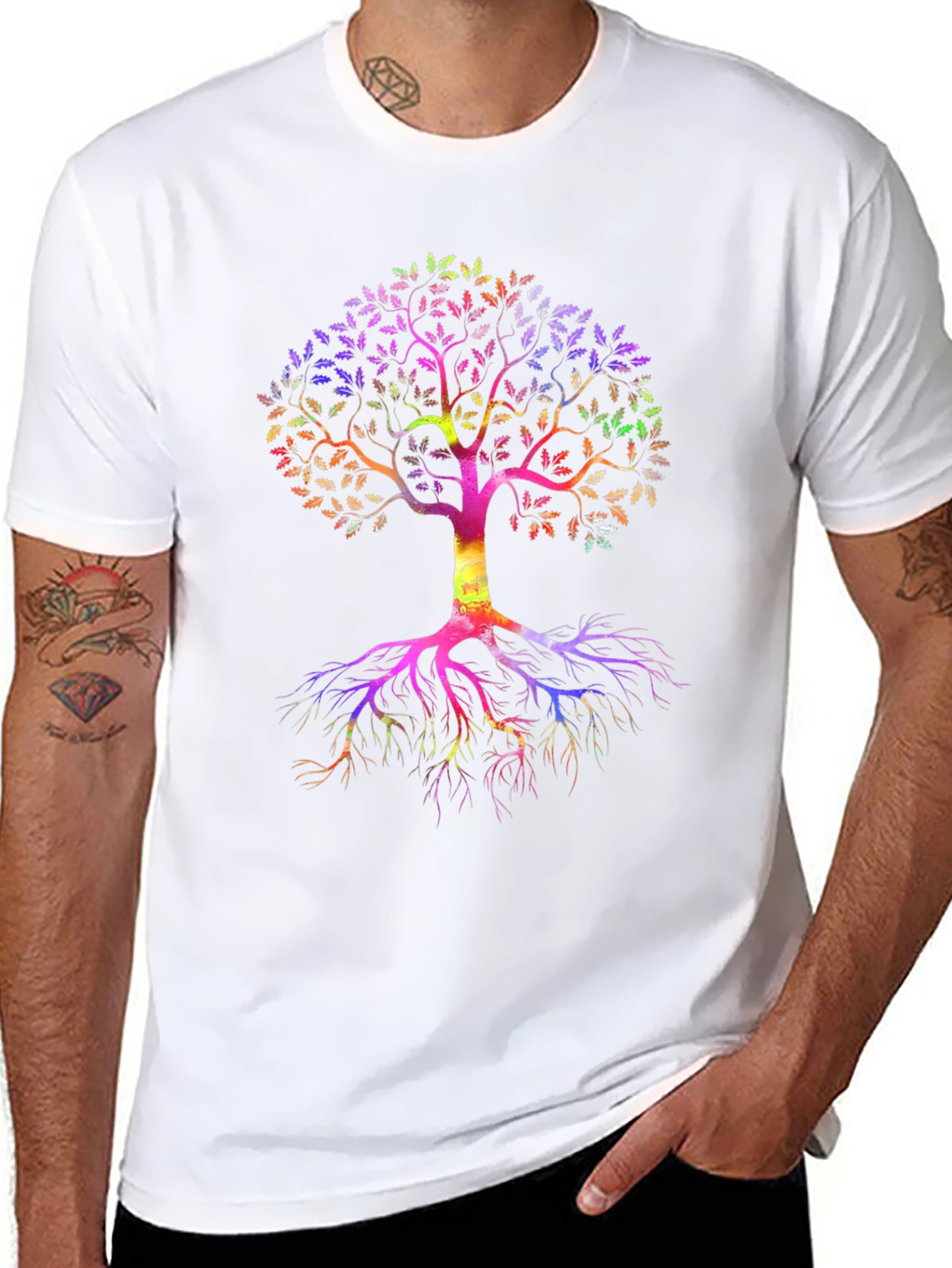 Rainbow Tree of Life Black T-Shirt