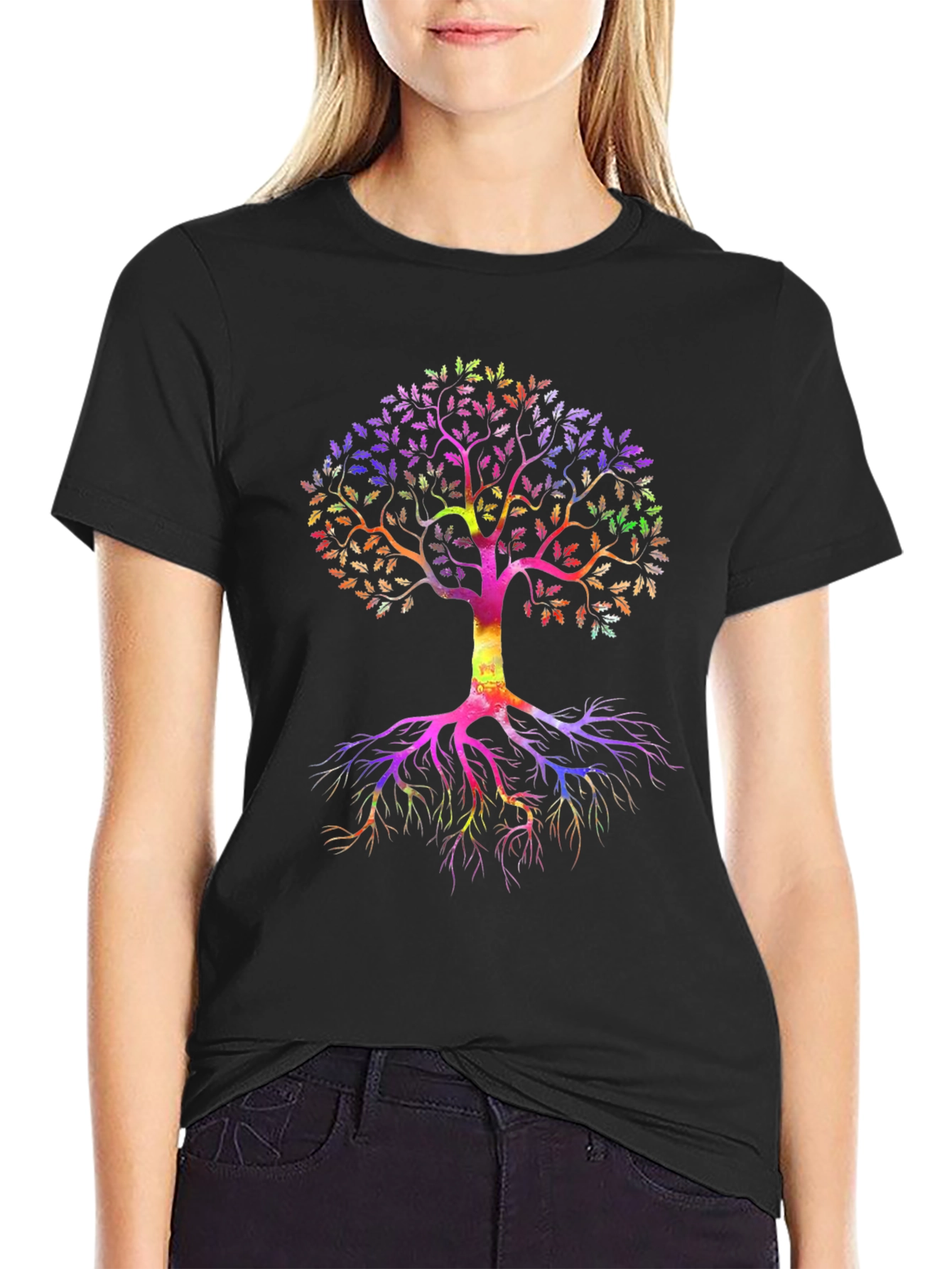 Rainbow Tree of Life Black T-Shirt
